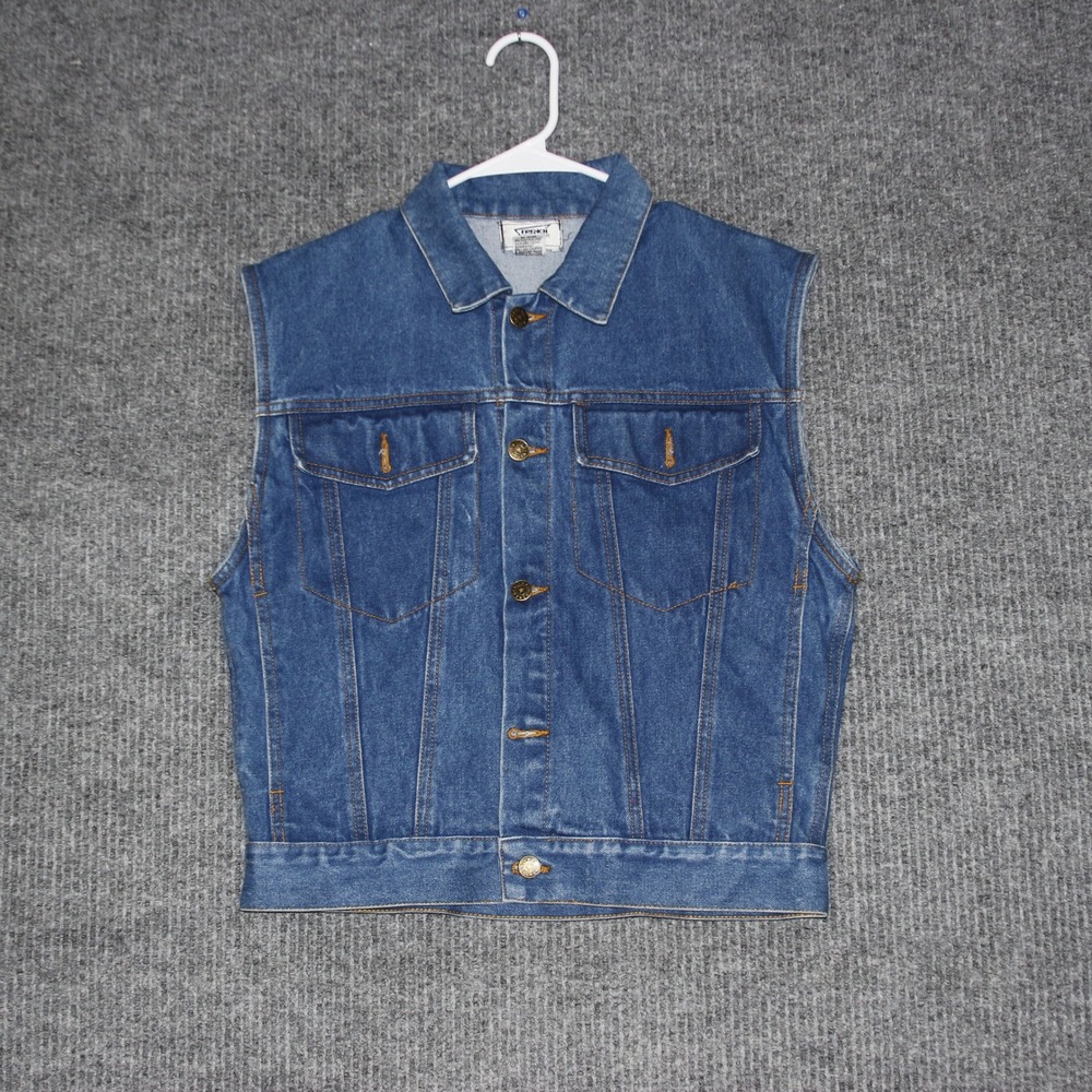 Vintage‎ French Toast Denim Vest Women Size M 10 12 Blue Jean Sleeveless Jacket